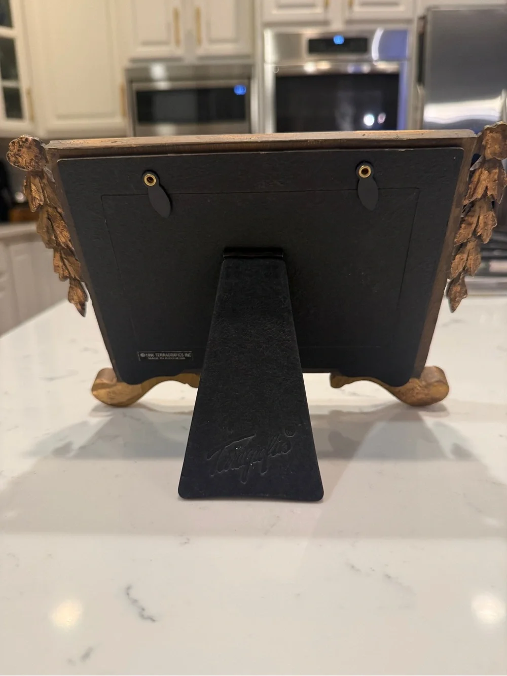 Terragrafics 1996 Double 2x3 Distressed Photo Frame Black Gold Tabletop Decor